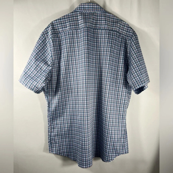 Desert Dunes Compass Shirt Mens Blue Plaid Short Sleeve Button Up Size XL Q1 - Picture 2 of 13
